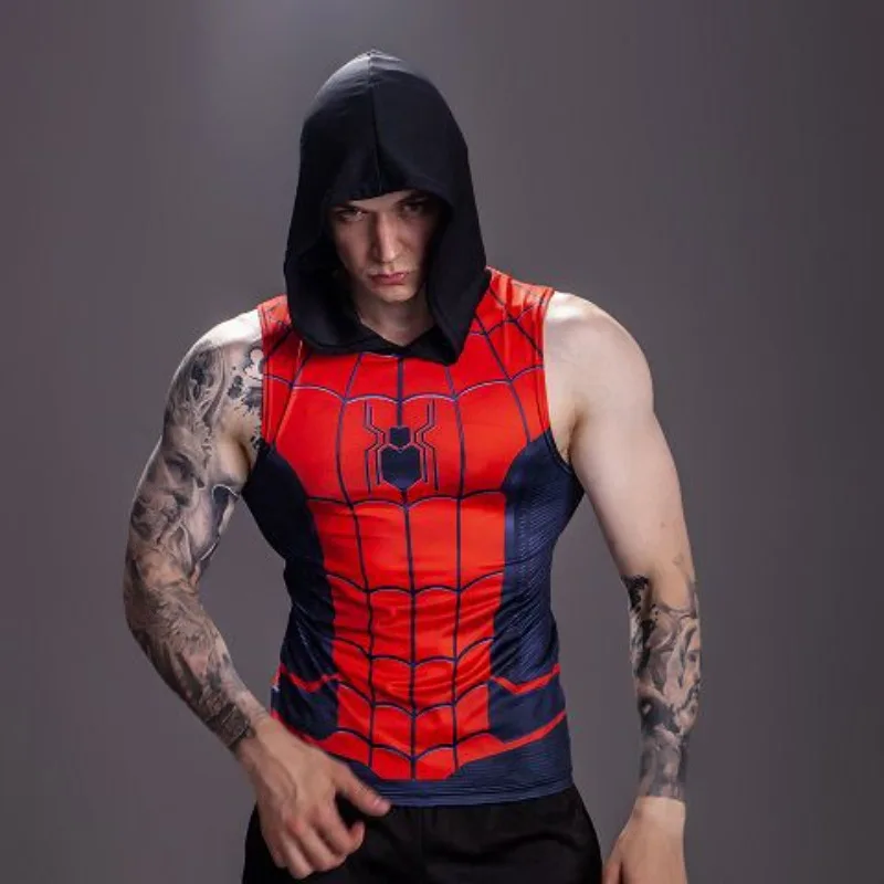BeastKingdom باتمان سوبرمان الإبداعية مقنعين ضيق التدريب تانك الأعلى الكرتون أنيمي الطرفية اللياقة البدنية أكمام تي شيرت رياضي