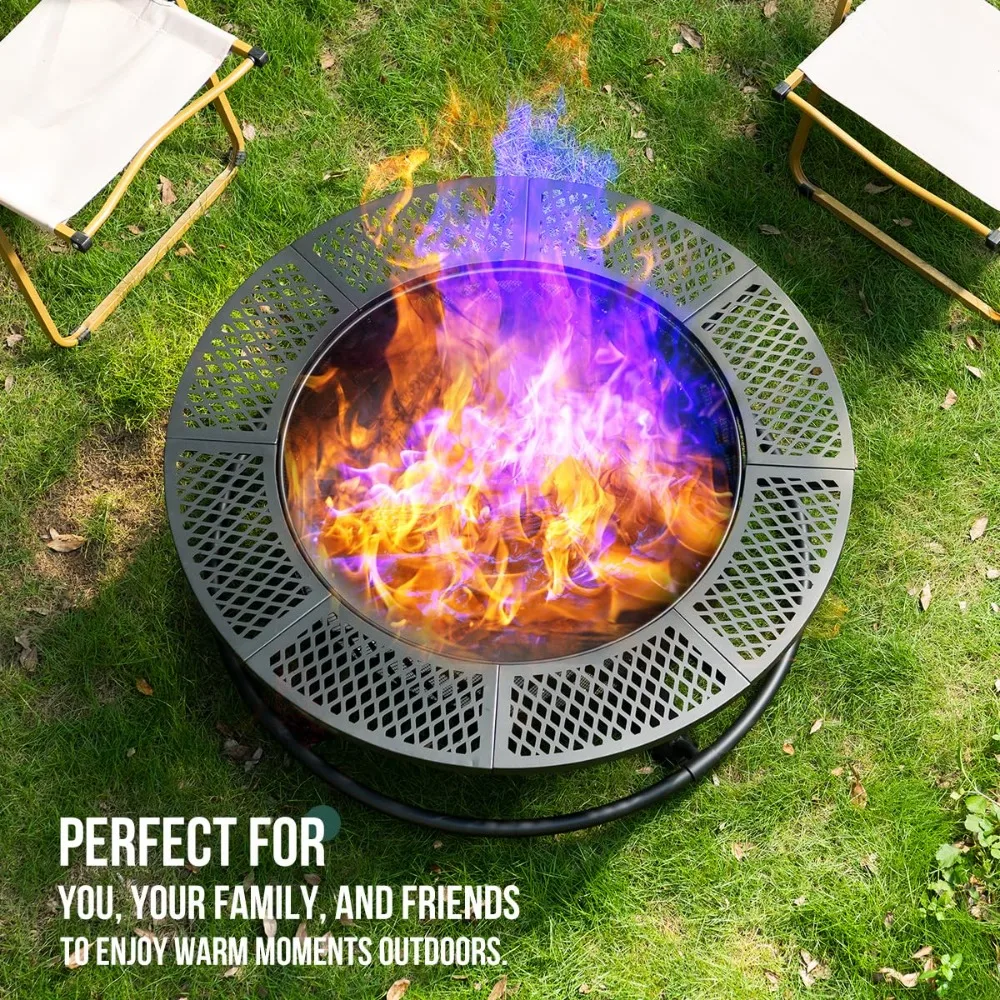 Outdoors 36 Inch Fire Pit with Grill 3-in-1 Fire Pits for Outside