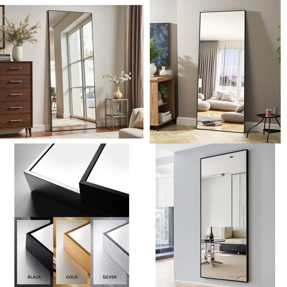 Full-Length Wall-Mounted Mirror with Stand, 70 x 26 for Bedroom or Living Room, Versatile Hanging, Leaning, or Standing Use