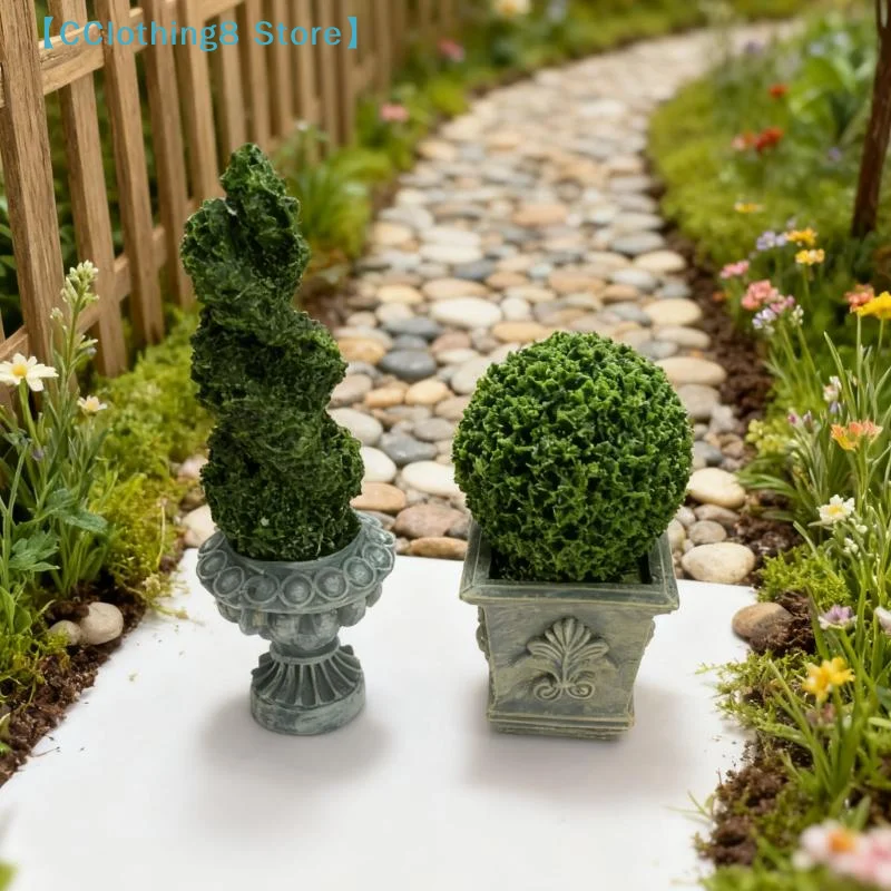 1/12 Dollhouse Simulation Green Plant Potted Model Dollhouse Home Garden Landscape Decoration Dolls House Bonsai Ornament【AliS8】