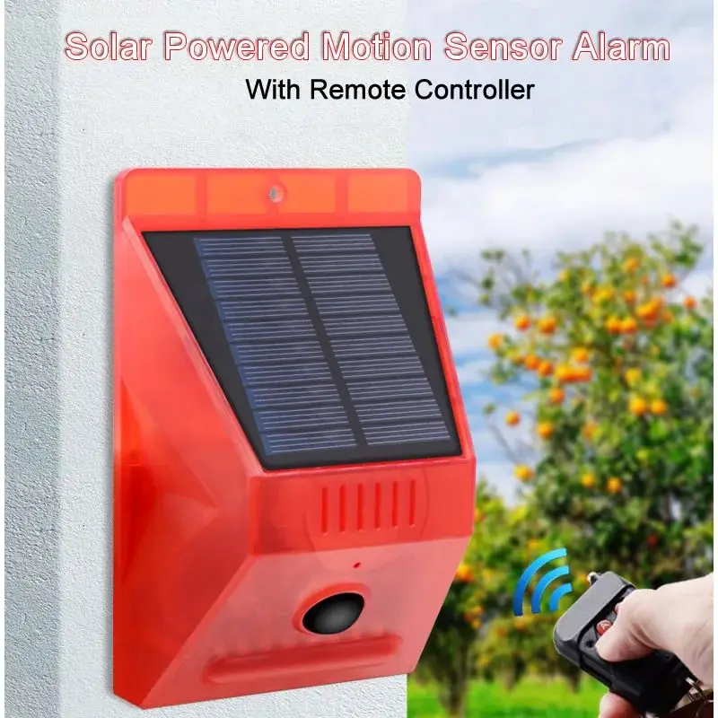 New Solar Infrared Motion Sensor Detector Waterproof 129dB Loud Remote Control Siren Security Alarm System For Home Yard Outdoor