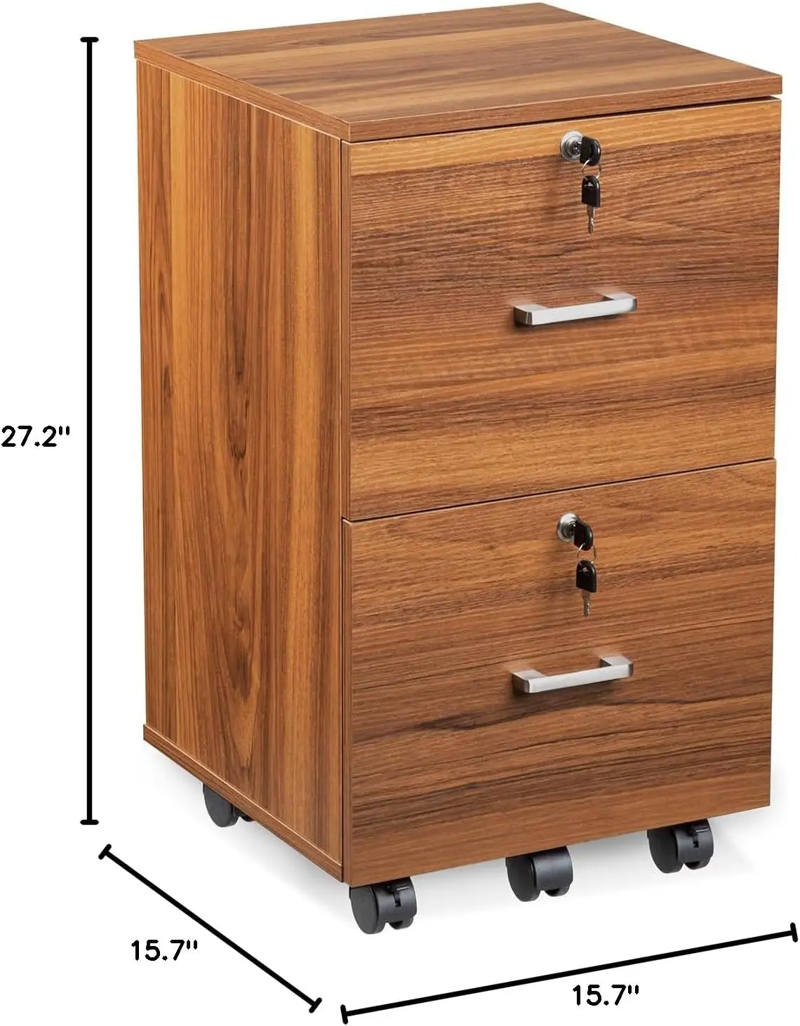 2 Drawer File Cabinet with Lock, File Cabinet for Letter Size File Folders with Tabs, Under Desk Rolling File Cabinets