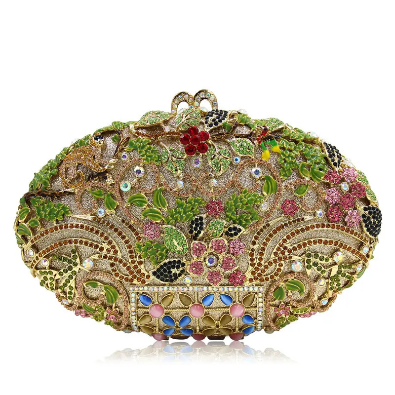 

Flower Evening Bags Bridal Wedding Rhinestone Floral Handbags and Purses Formal Party Clutch Prom Beaded Handbag
