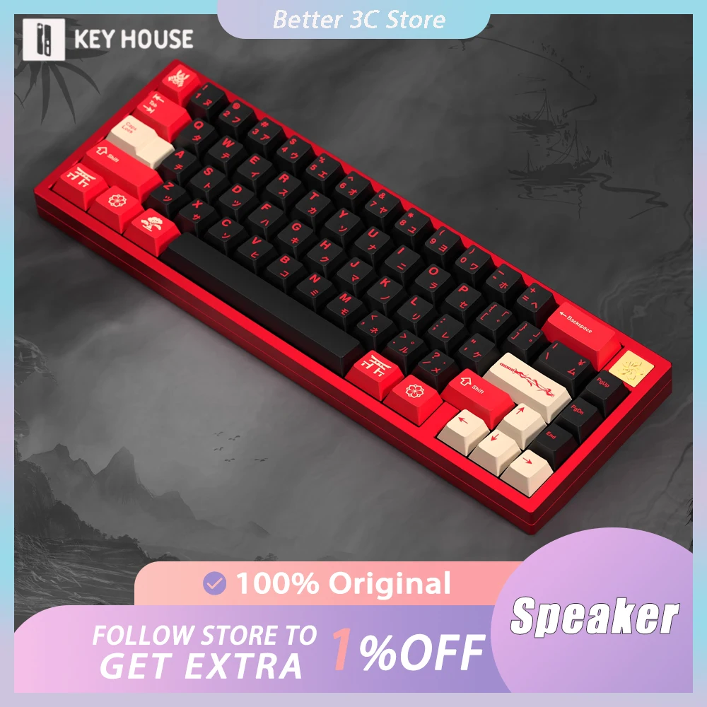 

Key House Red Warrior Mechanical Keyboard Keycaps PBT Thermal Sublimation Keycap Set Customized Pc Gamer Accessories Office Gift