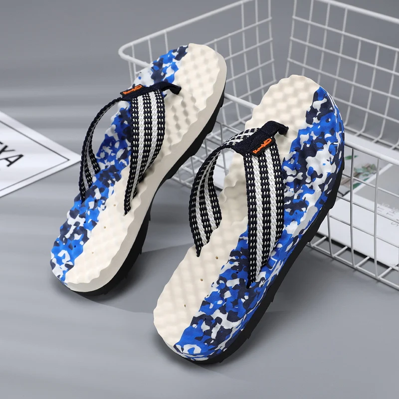 Men's Massage Slippers Foot Acupressure Shoes Flip Flops Summer Breathable Beach Shoes Outdoor Walking Drainable Sandals Indoor