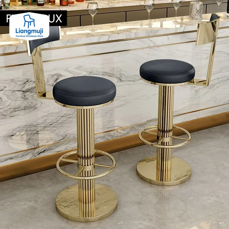 Golden Bar Chair Height Adjustable Swivel Counter Bar Stool Modern Stainless Steel Kitchen Counter Chair Dining Chairs Set