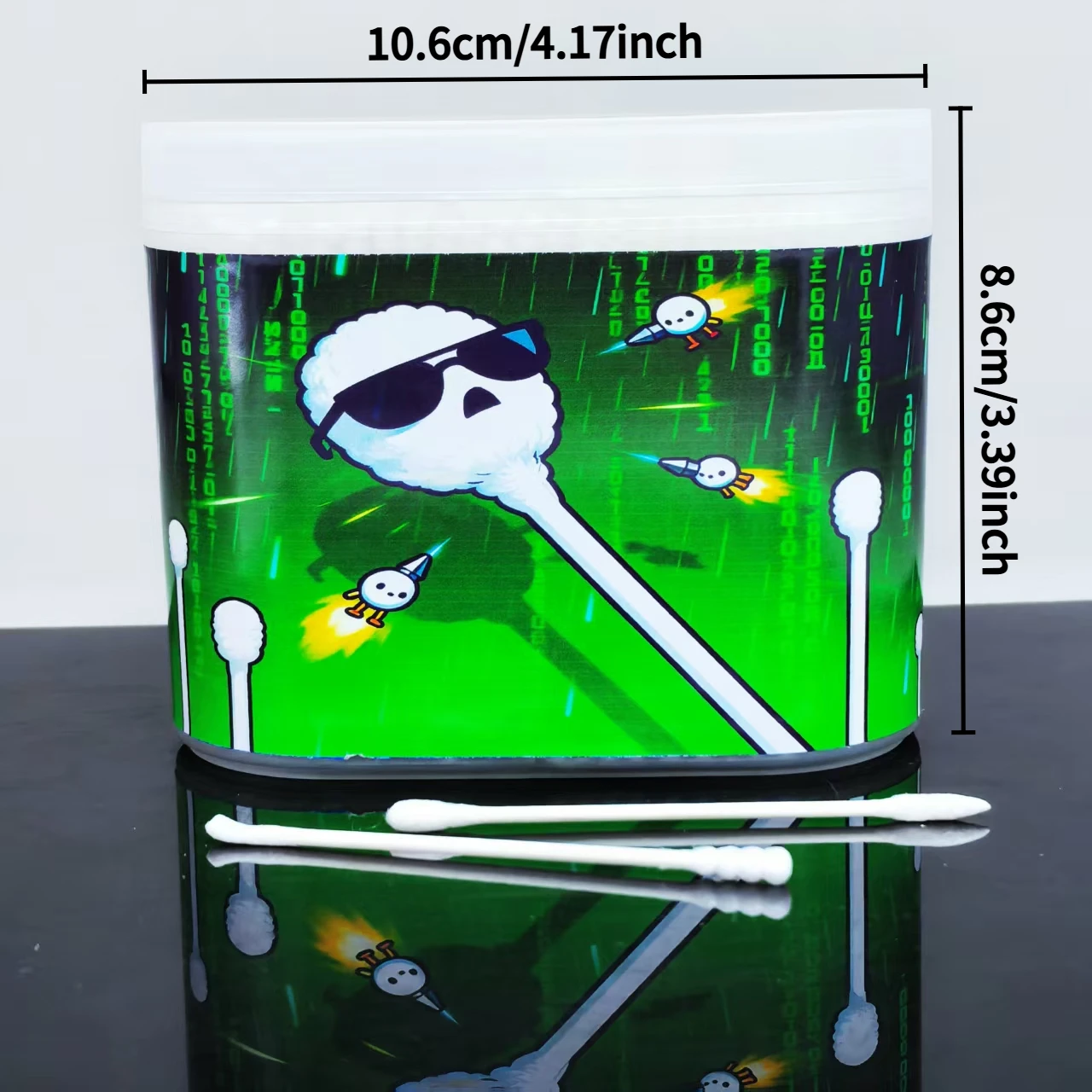 창의적인 패턴이 있는 가정용 면봉 600개, 양면 미세축 종이 스틱 면봉, 선물용 면봉