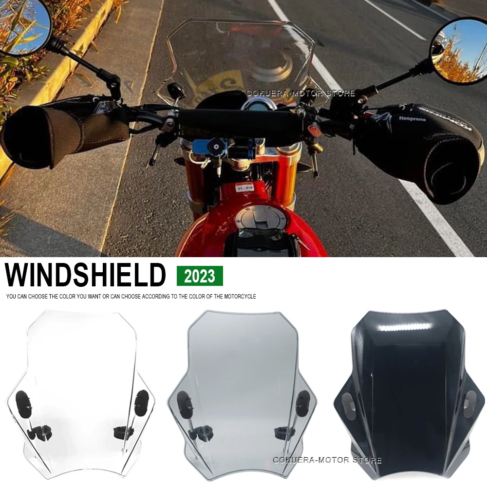 For FANTIC CABALLERO FLAT TRACK 125 250 500 RALLY/SCRAMBLER 500 Universal Motorcycle Windscreen Windshield Deflector