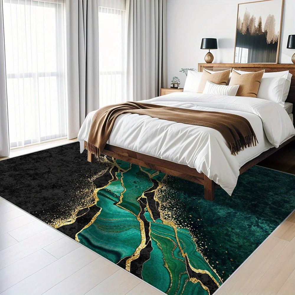 Luxury Velvet Area Rug, Plush Rectangular Carpet, Soft Durable Machine Washable, Premium Living Room Decor, Elegant Floor Mat