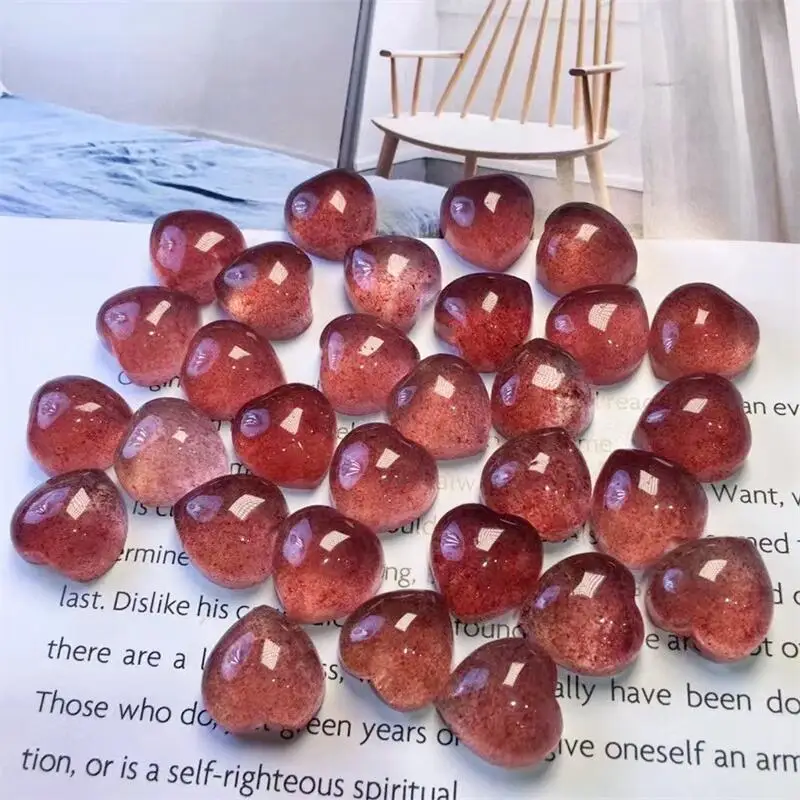 

10 шт. натуральная клубника кварц сердце кулон кристалл исцеление DIY ожерелье Модные женские фэн-шуй ювелирные изделия аксессуары изысканные