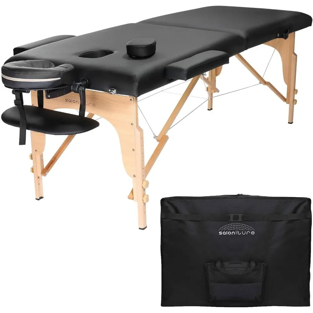 

Saloniture Professional Portable Folding Massage Table with Carrying Case - Black