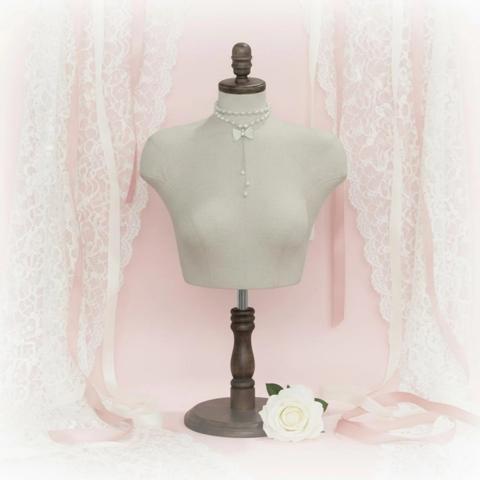 

Female Torso Mannequin Sturdy Base Window Display Mannequin Bust Display Stand Cloth-Covered-Covered for Shop Owners