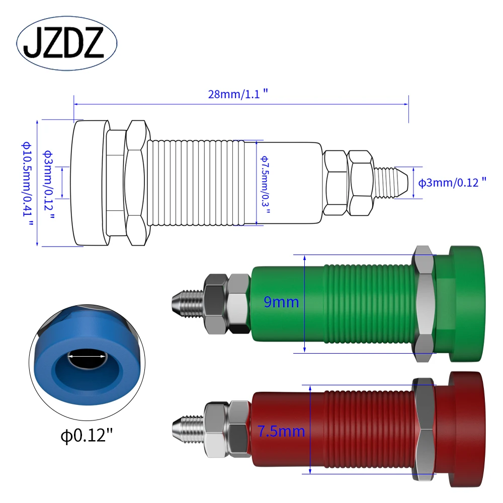 JZDZ 10pcs 3mm Banana Socket Binding Post Female Banana Plug  Electrical Connector Terminal DIY Parts J.40026