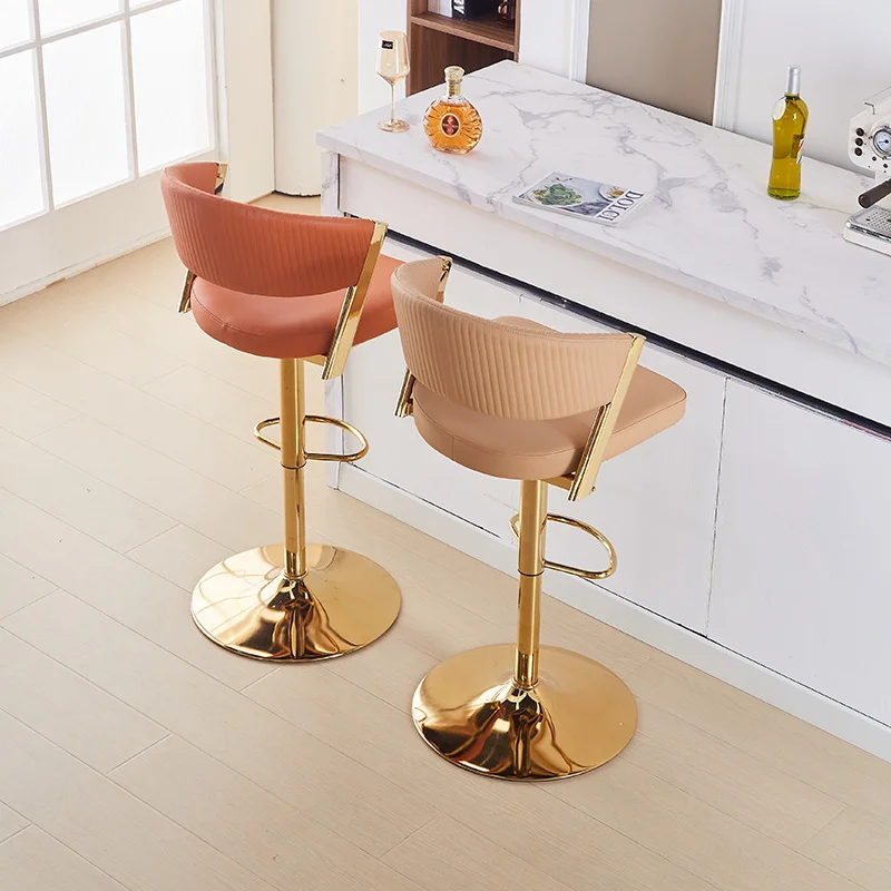 

Modern Adjustable Bar Stools Gold Legs Minimalist Ergonomic Cheap Bar Stools Orange Designer Sillas Nordicas Kitchen Furniture