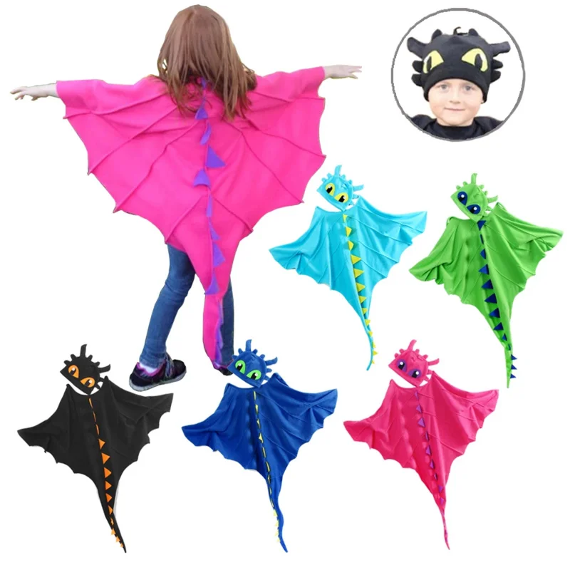 Dragon Costume Cloak with Hat Toothless Dragon Costume Cape Anime Cosplay Costumes Dinosaur Costume