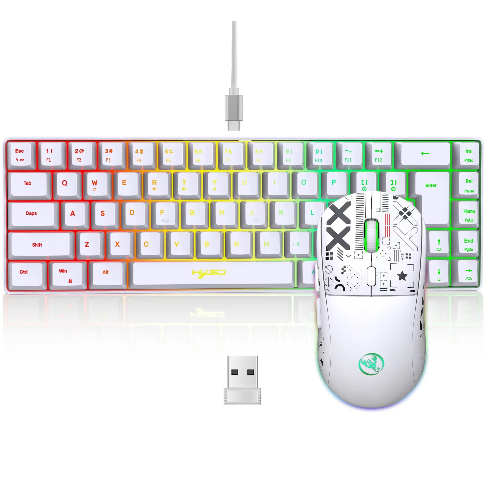 60% gaming Keyboard and mouse combo set gamer white key board combo computer wired keyboards mouses office teclado for laptop pc view 6