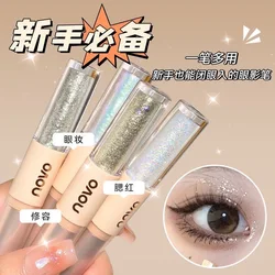 2 in 1 Face Brown Bronzer Contour Stick Shimmer Liquid Eyeshadow Long Lasting Smooth Matte Contour Shadow Highlighter Cosmetics