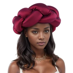 Diadema súper trenzada exagerada para mujer, turbantes africanos de seda cruda para fiesta, diademas, accesorios para el cabello