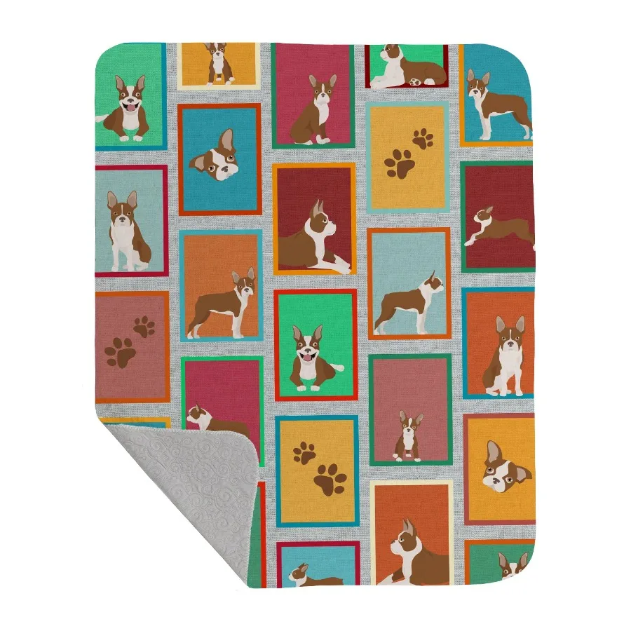

Lots of Red Boston Terrier Quilted Blanket 50x60 Artwork Pattern Quilted Throw Blanket for Bed, Couch, Sofa, Soft and Lightweig