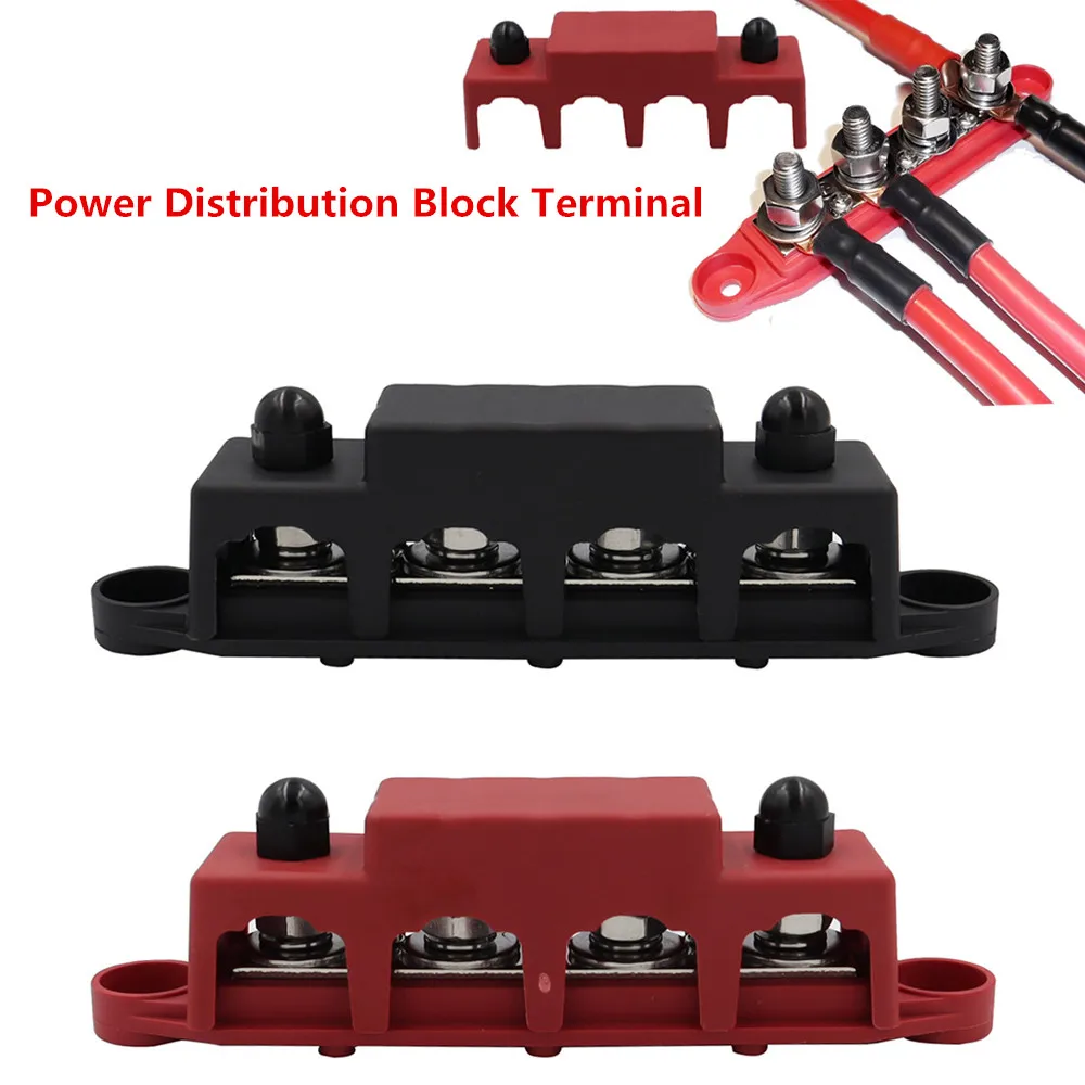 

1 Pair 4 Post M8/M10 Power Distribution Block Terminal Screw Bus Bar 250A High Current Wiring Stud Battery Junction Block