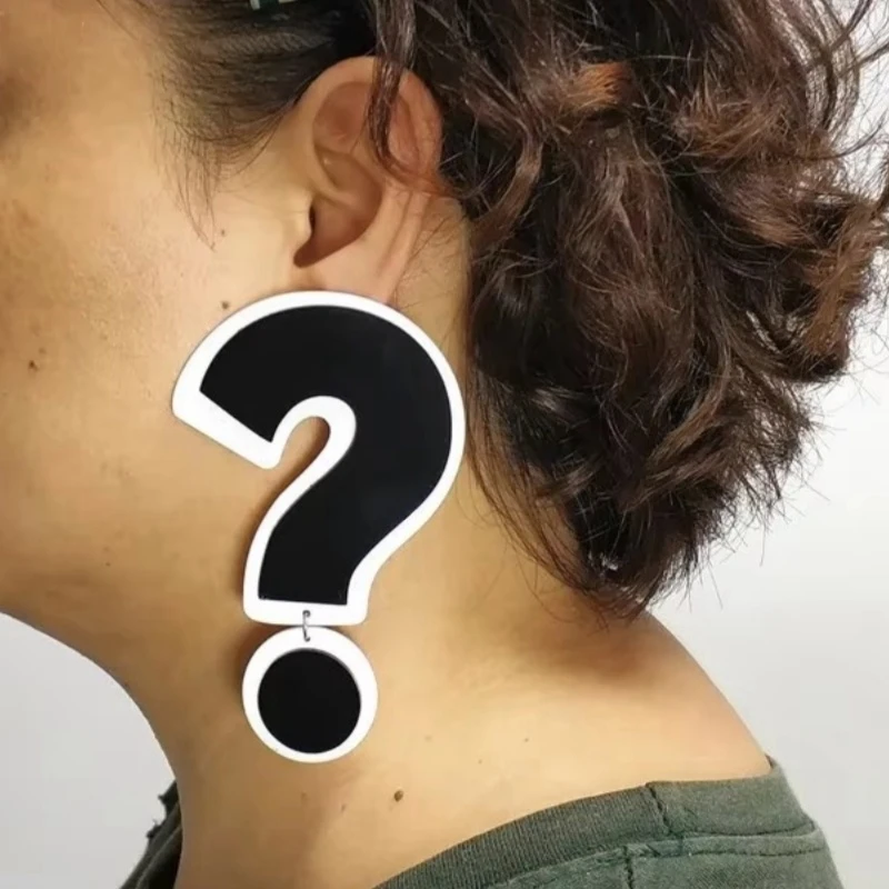 

Super Big Size Question Mark Drop Earrings for Women Acrylic Hyperbole Jewelry Performance Art Accessories
