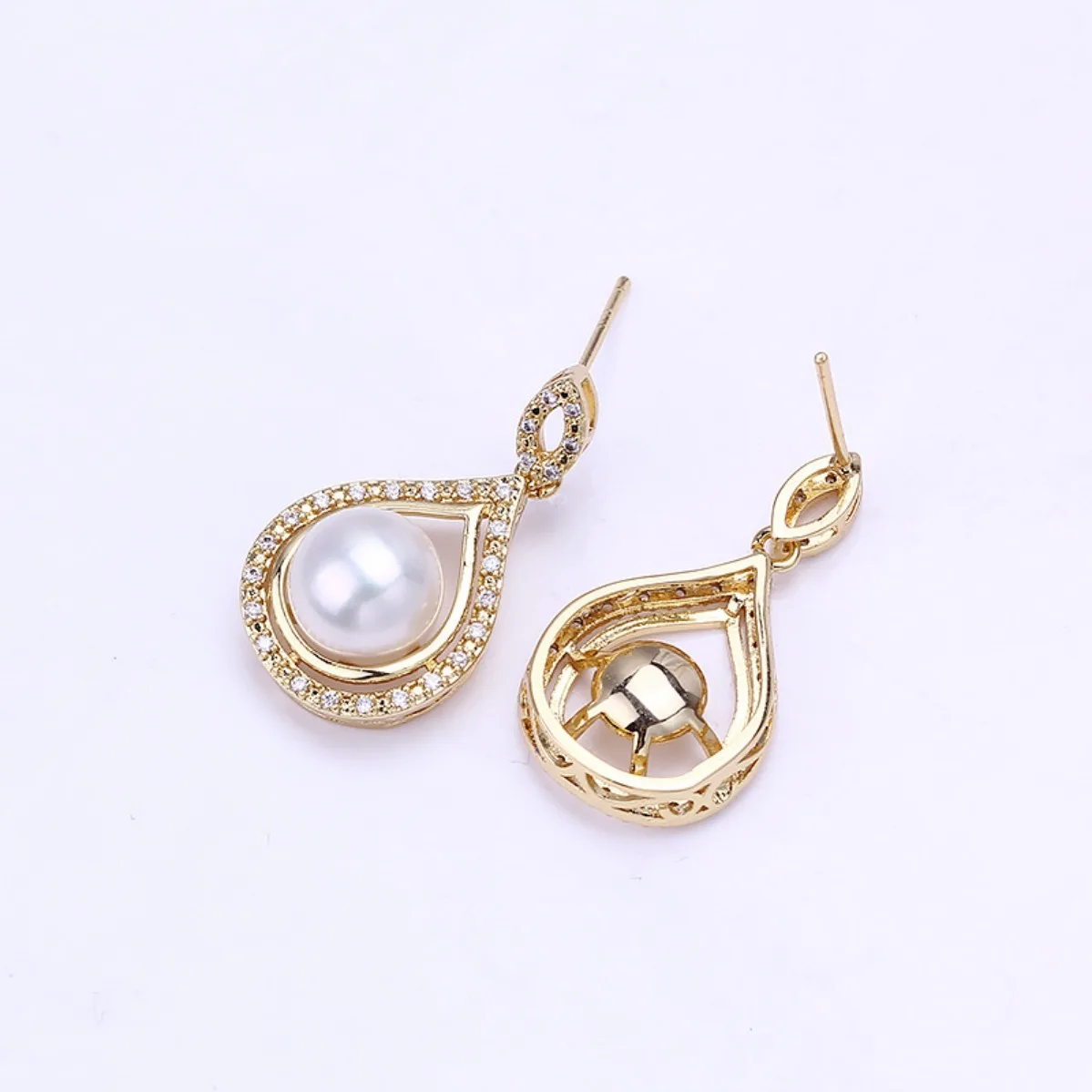 Durable Color‑Retaining Brass 14K Gold‑Filled Blank Setting Handmade Findings For Natural Pearl Earring & Pendant DIY