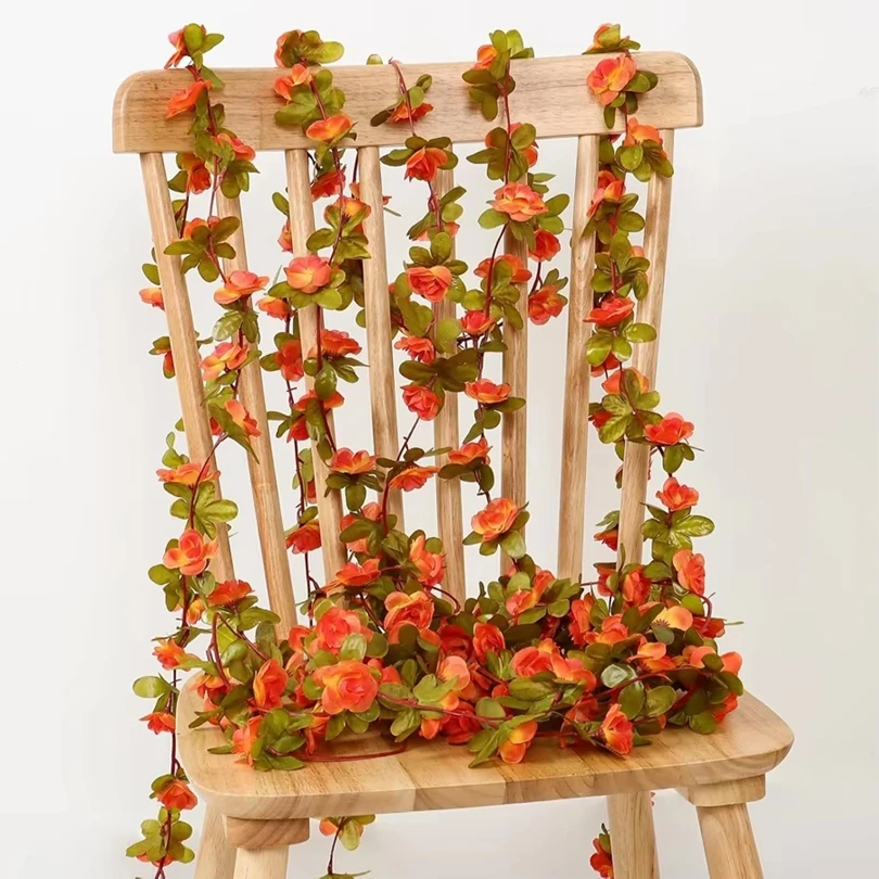 

Artificial Roses Flowers Wedding Home Room Table Decoration Autumn Garden Yard Arch Christmas Party Rattan DIY Fake Plants Vine