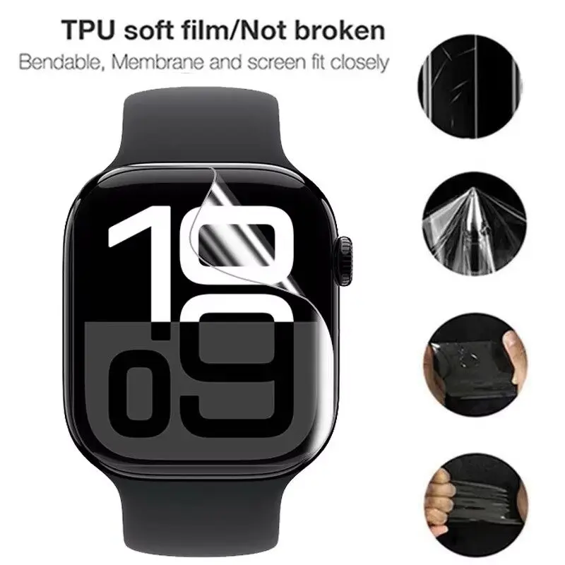 Soft Hydrogel Film For Apple Watch 10 42mm 46mm Curved Screen Protector Protective Watch Films For iWatch Series 10 46MM 42MM