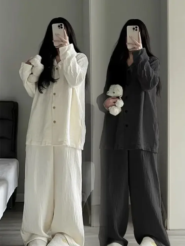 Pigiama semplice in tinta unita per ragazza piccante in stile americano set primavera/autunno set di abiti da casa per ragazza piccante in stile giapponese stile Harajuku