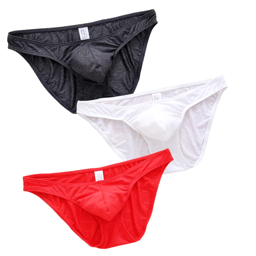 3 Pcs Mens briefs boxers Nylon Underwear ice silk Slip Breathable Silky Quick-Drying U-convex Pouch Underpants Thong gay Sexy
