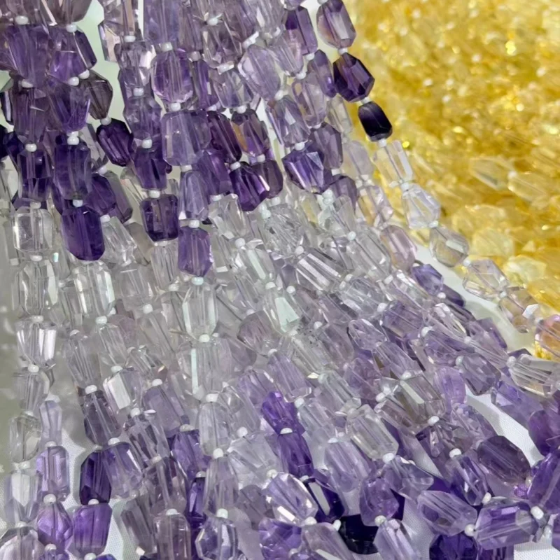 Citrine Amethyst Baroque Faceted Loose Beads 5-7mm 43cm Wholesale for DIY Jewelry Necklace