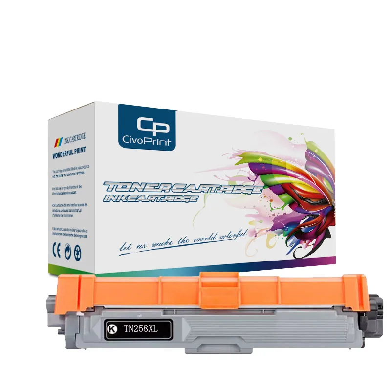 Compatible 1pc tn258XL toner cartridge for Brother TN258 MFC-L3755CDW  MFC-L8390CDW MFC-L3760CDW DCP-L3560CDW with chip