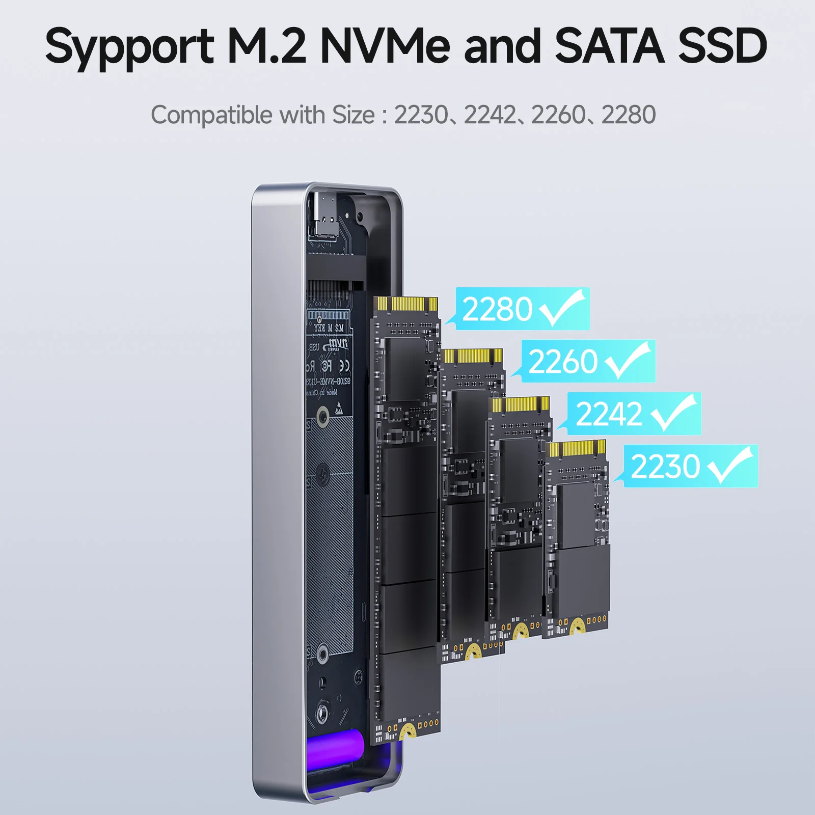 Fanxiang MD86 M.2 NVME/SATA SSD carcasa 10 Gbps USB 3,2 Gen 2 SSD adaptador/lector USB compatible con teclas M/B + M/2230/2242/2260/2280