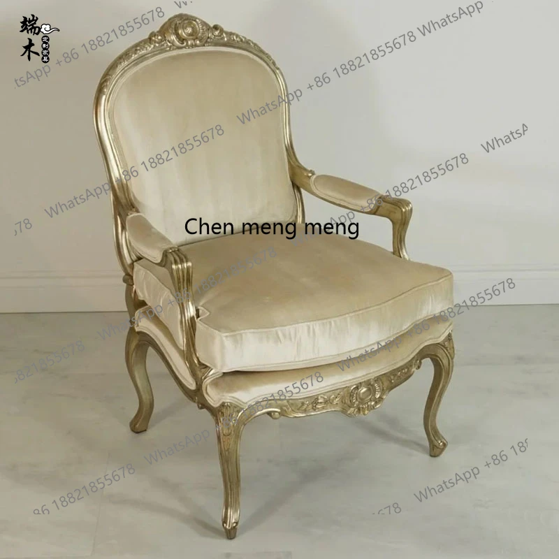 

French solid wood carving flower single double three-person sofa chair American living room fabric sofa small apartment