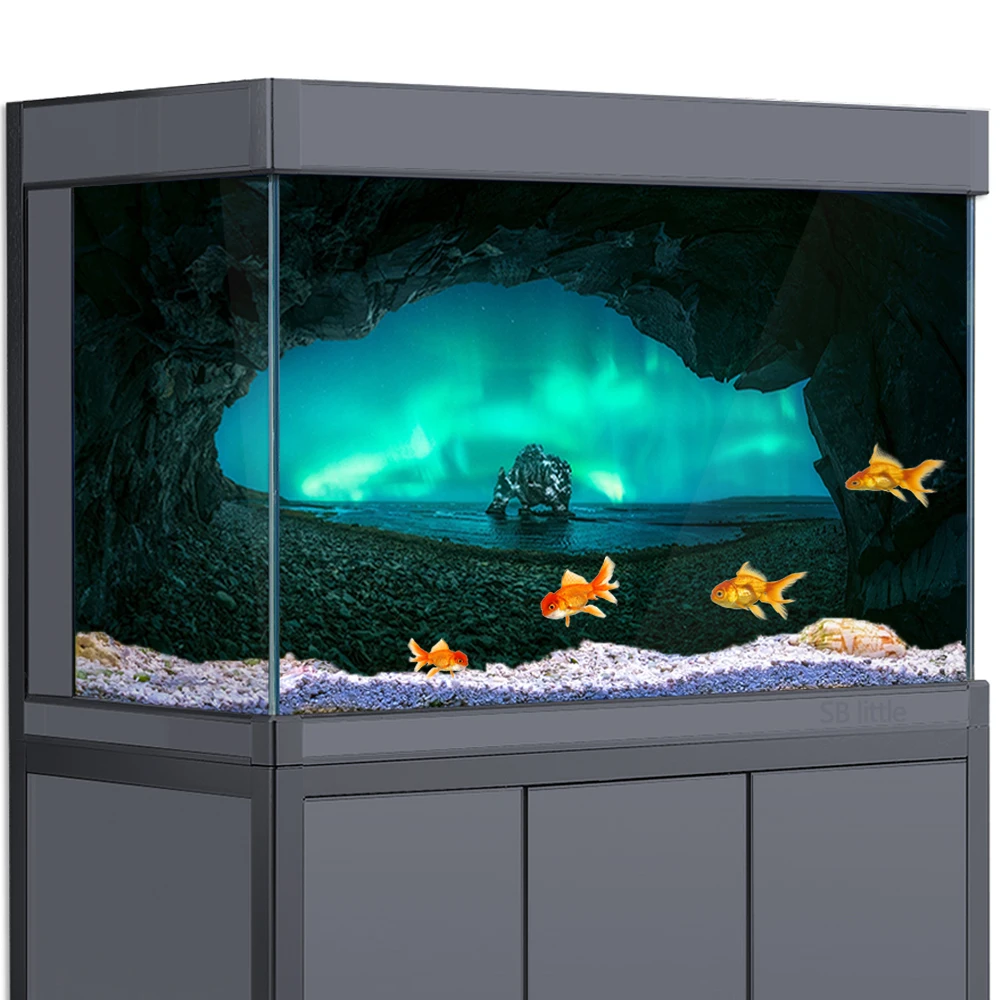 

Aquarium Background 3D Aurora Borealis Cave HD Printing Wallpaper Fish Tank Reptile Habitat Terrariums Decorations PVC Landscap