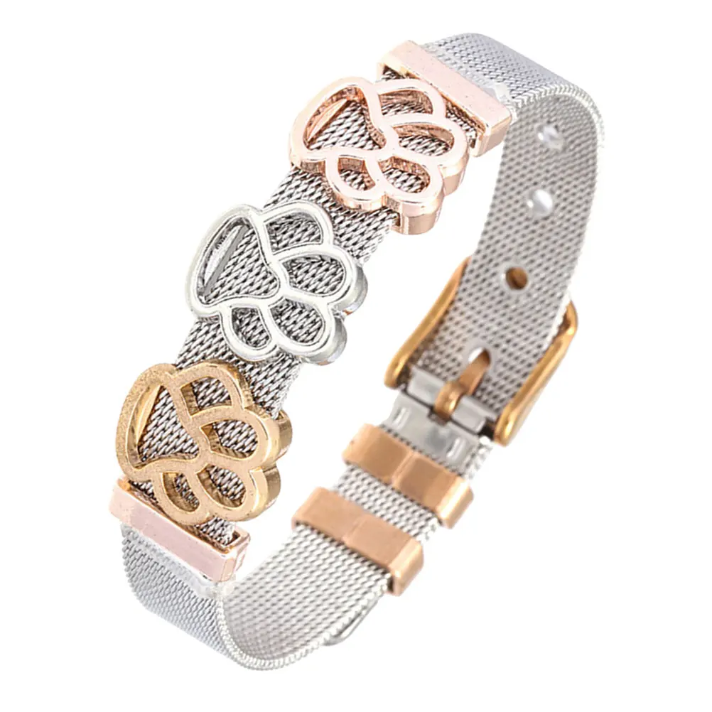 

Stainless Steel Footprint Bracelet Adjustable Wrist Chain Decorative Jewelry Gift For Her Couple Accessories Fashion