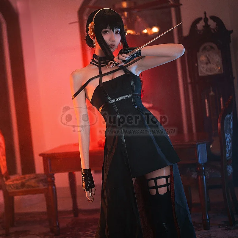 CosplayAnime Spy X Family Cosplay princesa de espinas Yor Forger disfraz de Cosplay Cos Spy disfraz de familia con peluca de Cosplay para niña