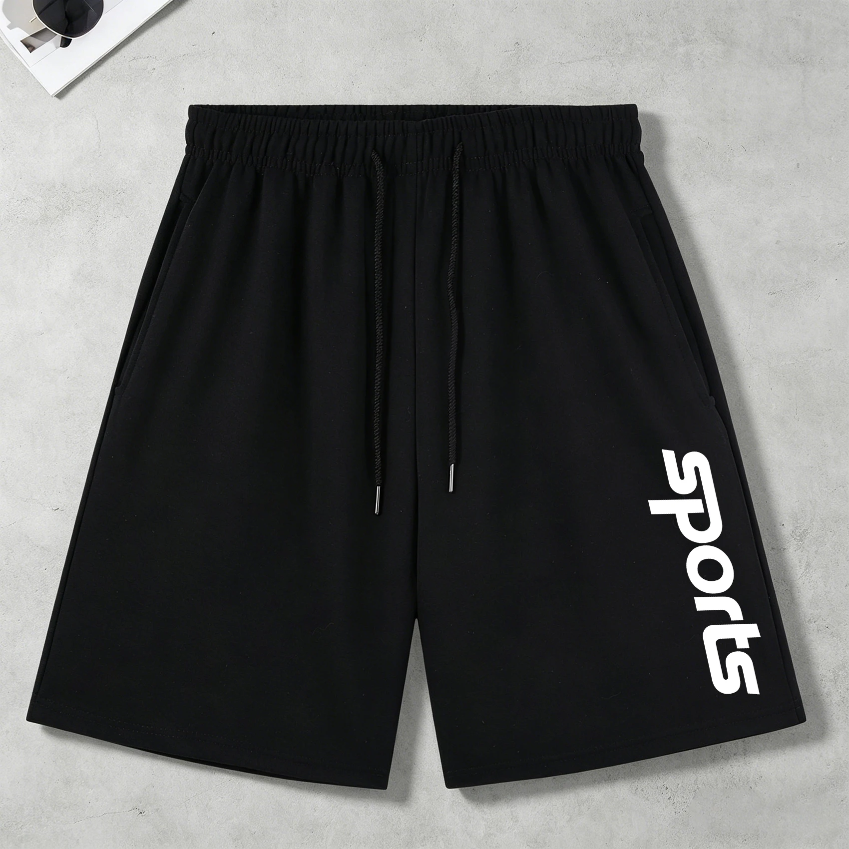 

Sports Art Letter Printing Men Pants Summer Street Shorts Casual Loose Black Wide-Leg Pants Soft Unisex Pocket Sportwear
