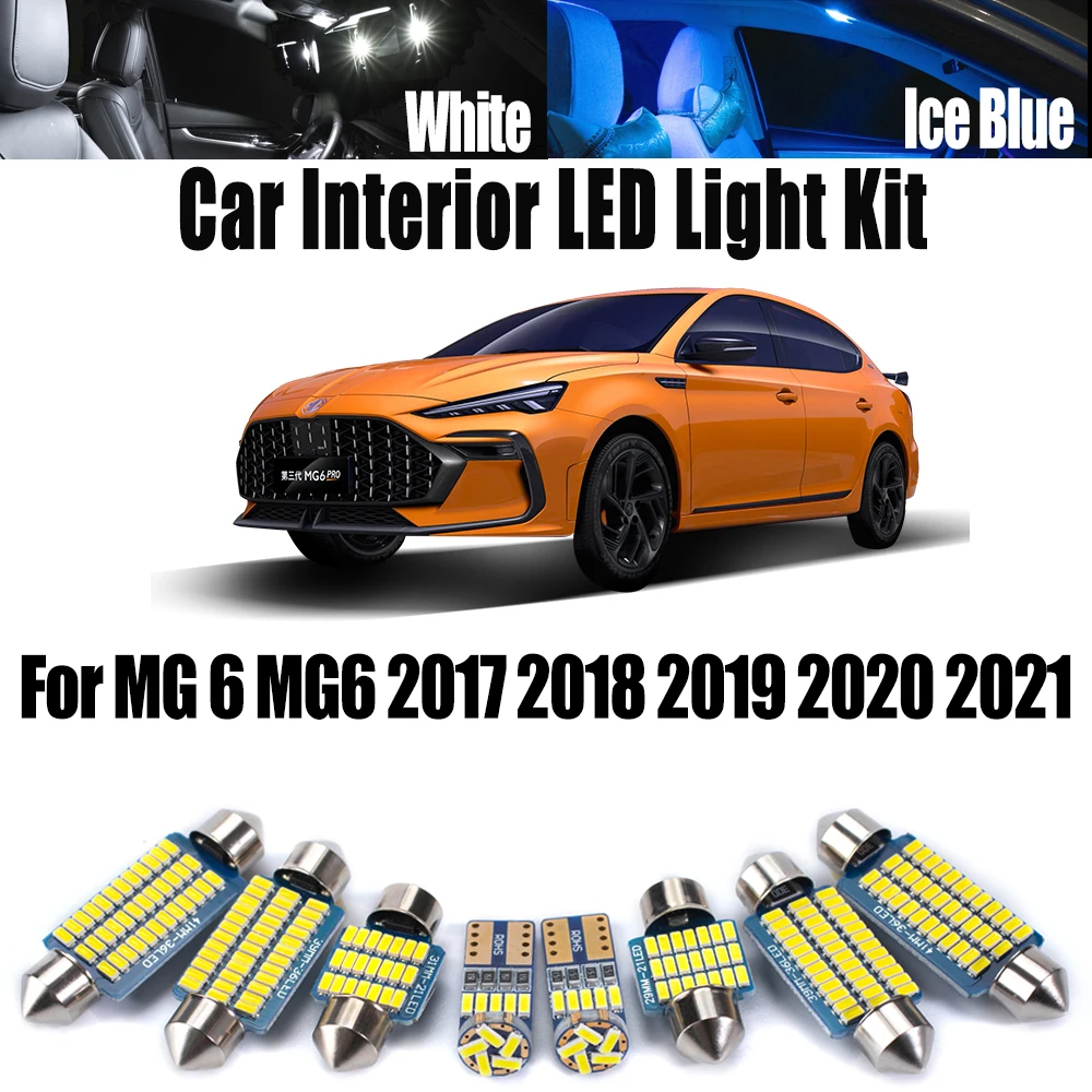 

8 шт. Canbus светодиодный внутренний купольный светильник с картой, комплект автомобильных аксессуаров для MG 6 MG6 2017 2018 2019 2020 2021 автомобильные лампы для багажника номерного знака