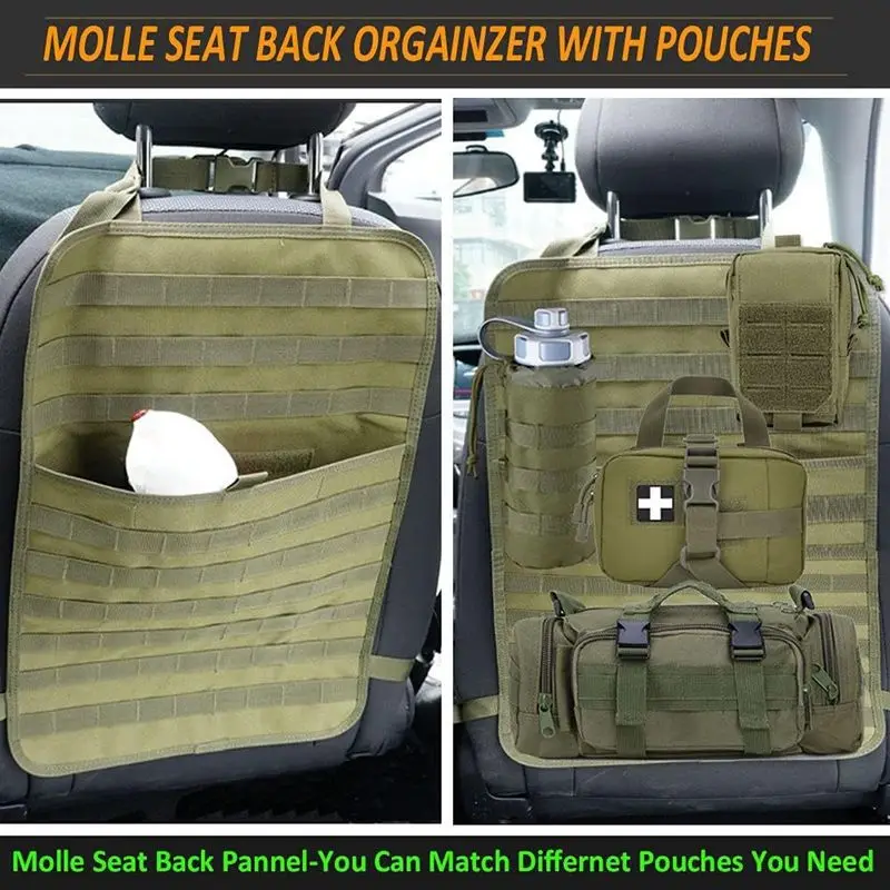 Tactical Molle Car Seat Back Organizer, Multi-functional Rear Storage Pouch, Vehicle Gear Arrangement Bag