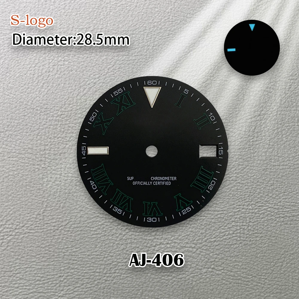 28.5mm s logotipo romano aureum dial caber nh35/nh36/4r/7s movimento gelo azul luminoso de alta qualidade relógio modificação acessórios reparação