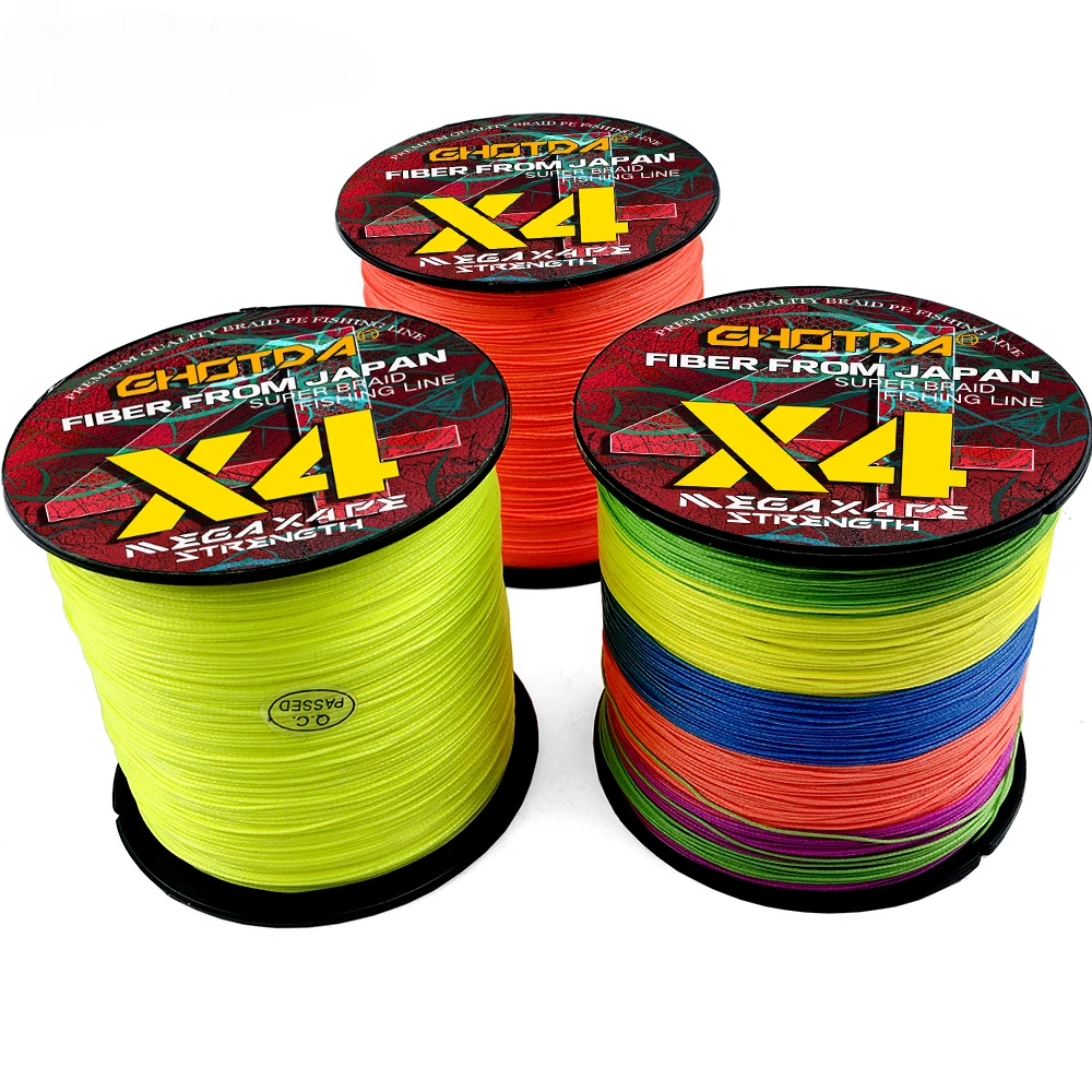 GHOTDA 0.11-0.5mm X4 plecione żyłki wędkarskie 4 pasma 300M 500M cienki przewód multifilamentowy 10-80LB karp Fly Fishing Cord zielony kolor