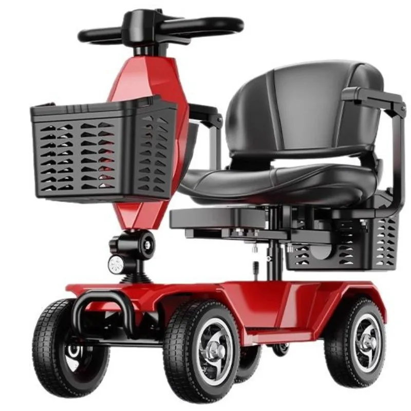 Four-wheeled electric vehicle senior-friendly small household folding battery scooter