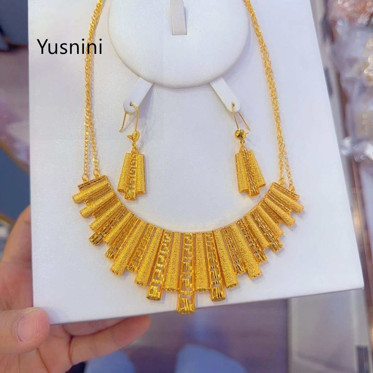 New Dubai Nigeria 24K Gold Plated Necklace Earrings as Wedding Party Gift Jewelry and Accessories Set   YY10961 - view 4