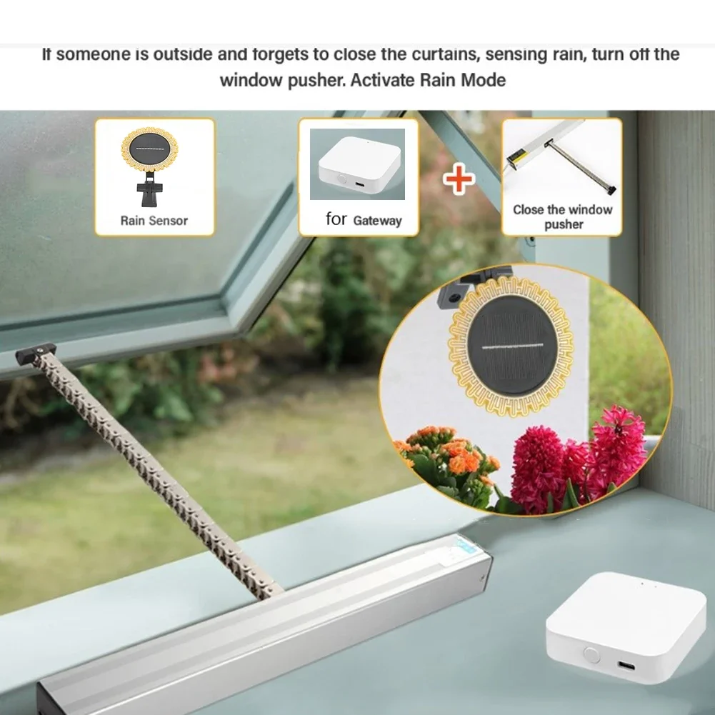 Smart Rain Sensor With Light Detector Solar Operated IP66 Outdoor Waterproof Rain Detector Remote Control