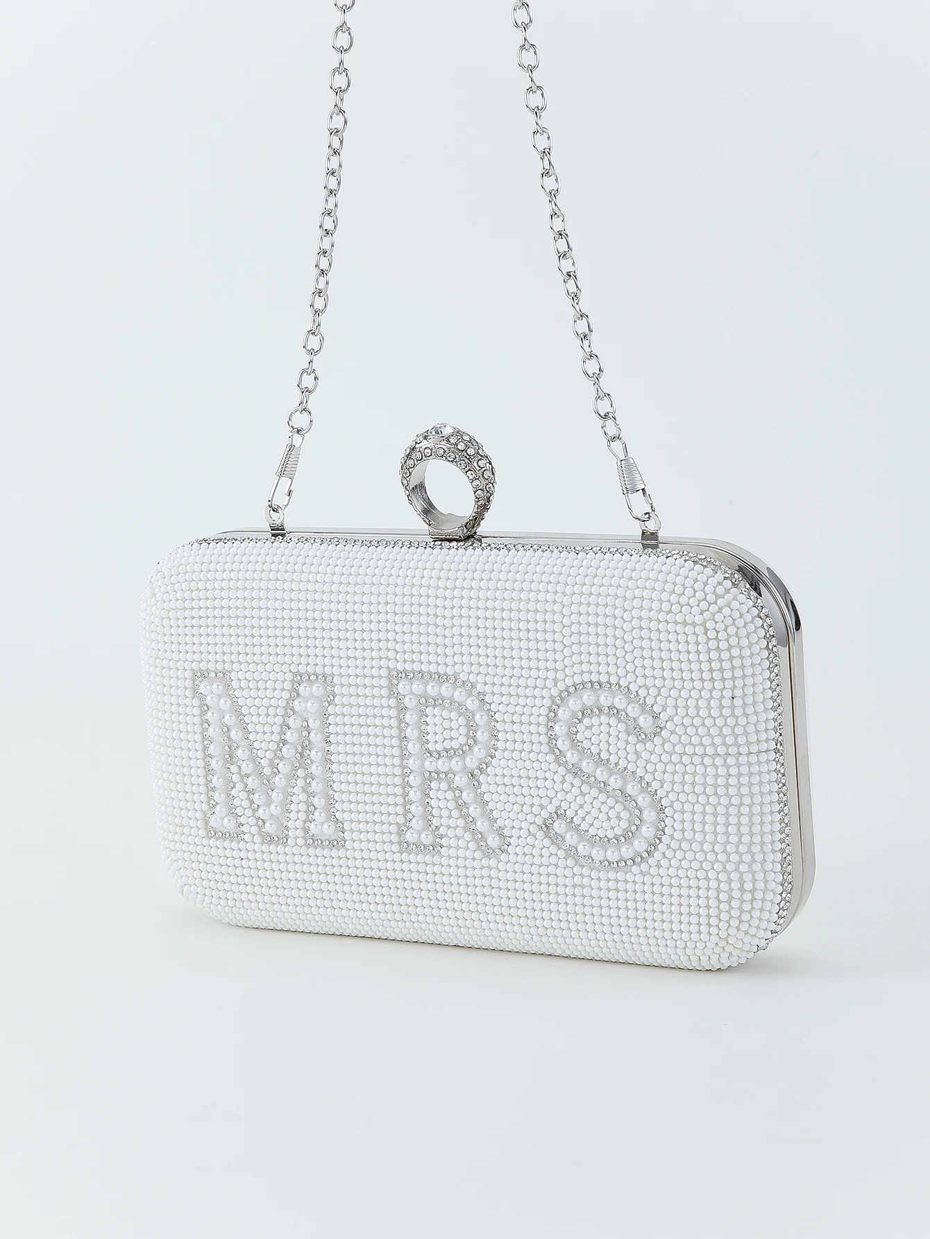 Borsa da sera con pochette MRS con lettera di perle e strass per matrimonio da donna