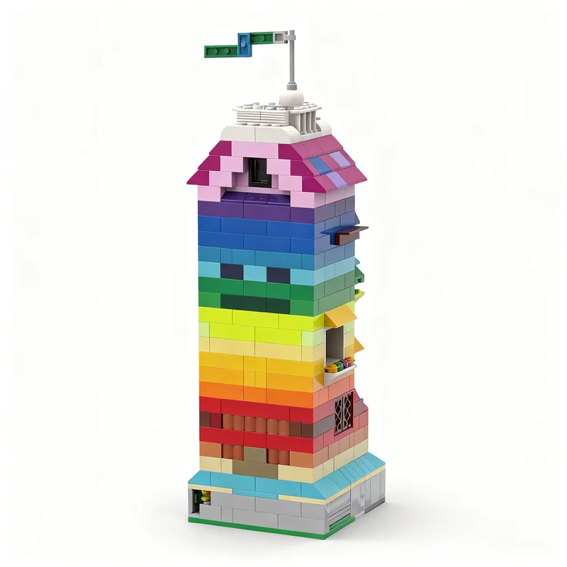 602pcs MOC Classic Rainbow Tower Model Building Blocks Construction Assemble Toys Creative DIY Idea festival Gifts Education