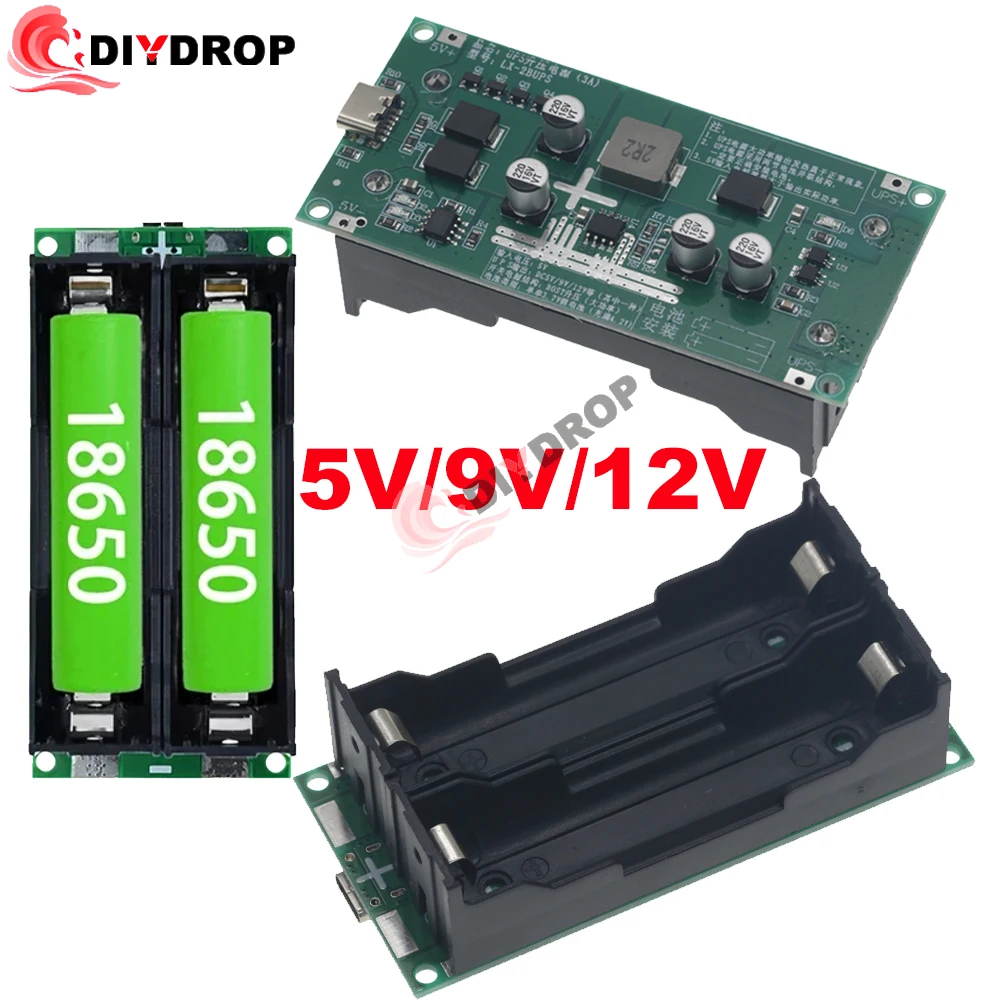 

Type-C 15W 3A 18650 Lithium Battery Charger Module DC-DC Step Up Booster Fast Charge UPS Power Supply / Converter 5V 9V 12V