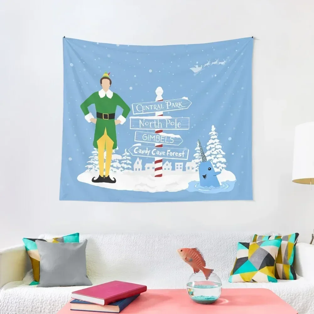

Buddy the Elf signs and Mr. Narwhal Tapestry Wall Hanging Decor Decoration Home Wall Decor Hanging Tapestry