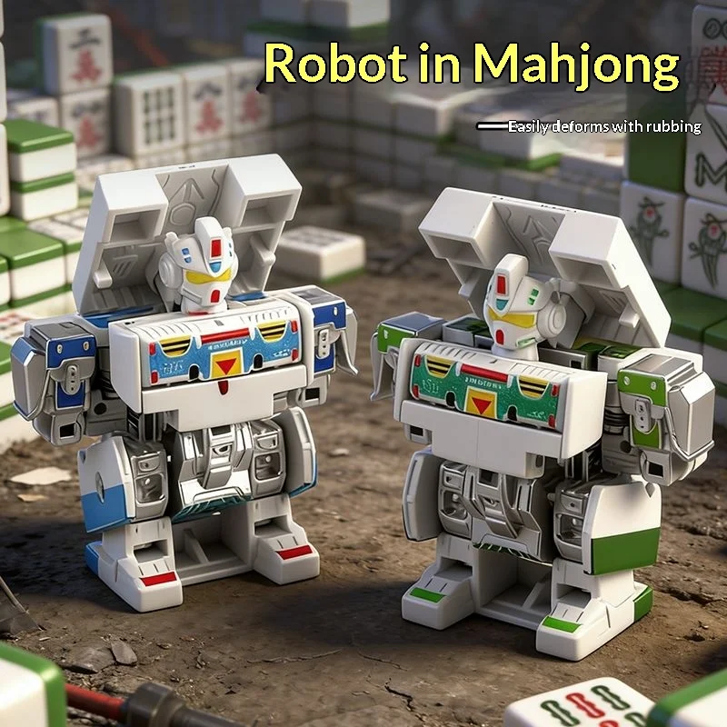 Brinquedo Robô Mahjong Transformável, Modelo Dragão Vermelho Feng Shui, Pingente de Simulação Infantil, Estátua Mecha Criativa